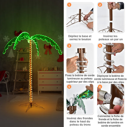 Umělá palma s LED světly, 168 cm, sklopný podstavec