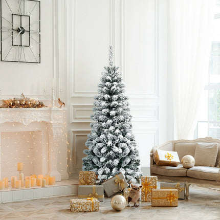Umělý úzký vánoční stromek, 4.5 Ft, zasněžený, bez osvětlení