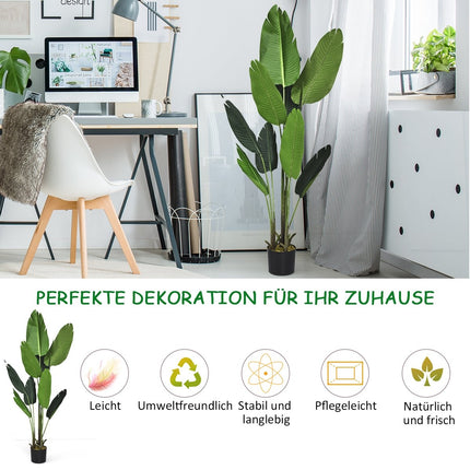 Umělá zelená rostlina 160cm – tropická palma, monstera, sansevieria