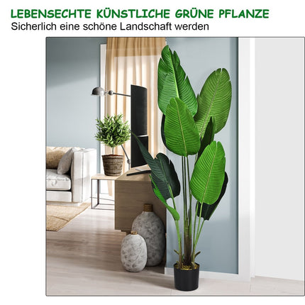 Umělá zelená rostlina 160cm – tropická palma, monstera, sansevieria