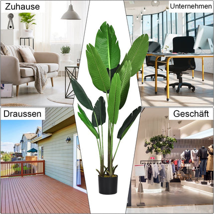 Umělá zelená rostlina 160cm – tropická palma, monstera, sansevieria