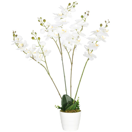 Umělá orchidej v květináči, 75cm – vnitřní dekorace, bílá