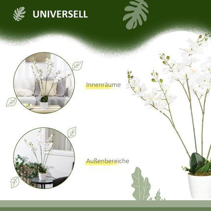 Umělá orchidej v květináči, 75cm – vnitřní dekorace, bílá