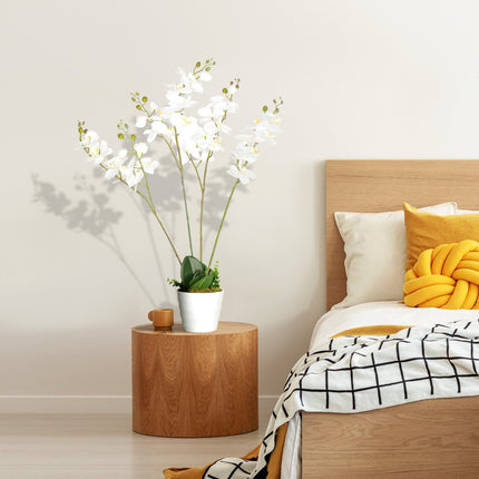 Umělá orchidej v květináči, 75cm – vnitřní dekorace, bílá
