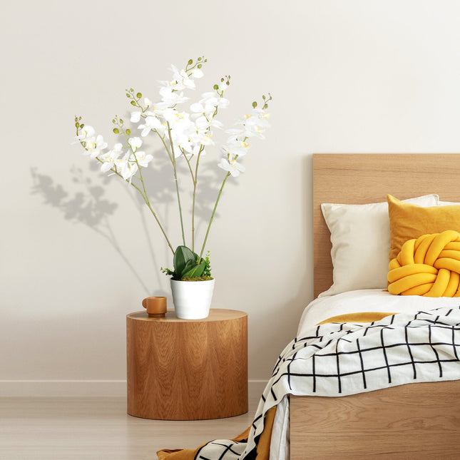 Umělá orchidej v květináči, 75cm – vnitřní dekorace, bílá