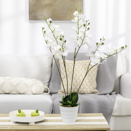Umělá orchidej v květináči, 75cm – vnitřní dekorace, bílá