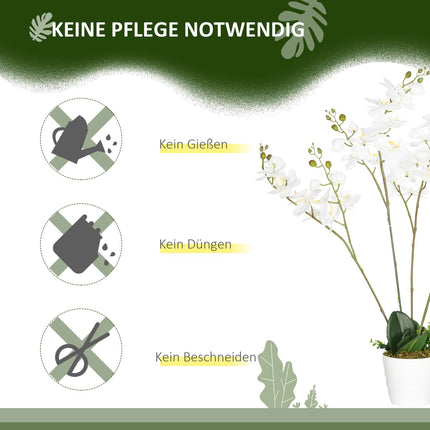 Umělá orchidej v květináči, 75cm – vnitřní dekorace, bílá