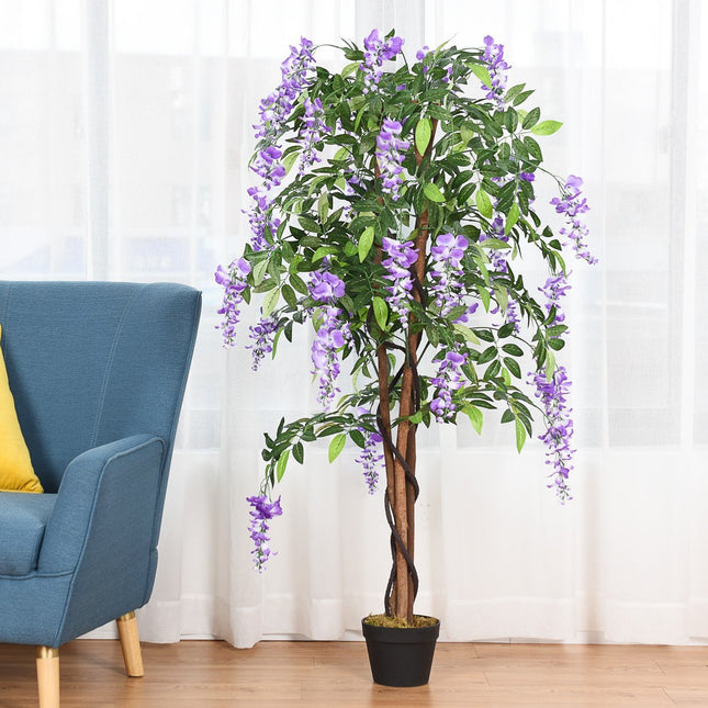 Umělá palma, dekorativní umělý strom, 150 cm, fialová
