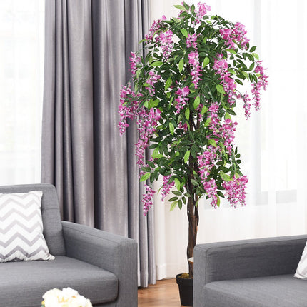 Umělá palma, dekorativní umělý strom, 180 cm, růžová