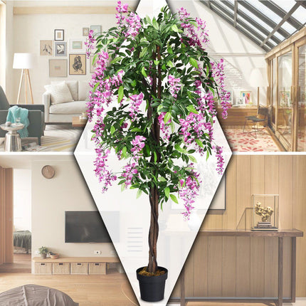 Umělá palma, dekorativní umělý strom, 180 cm, růžová