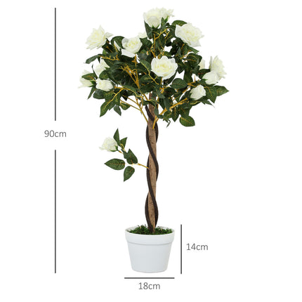 Umělá rostlina v cementovém květináči – bílá, 90 cm, sada 2 ks