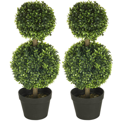 Umělé buxusy, sada 2 ks – 60 cm, odolné vůči UV
