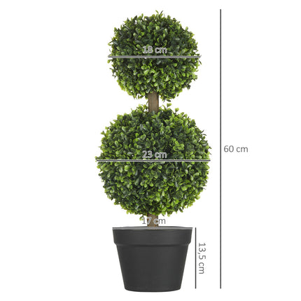 Umělé buxusy, sada 2 ks – 60 cm, odolné vůči UV
