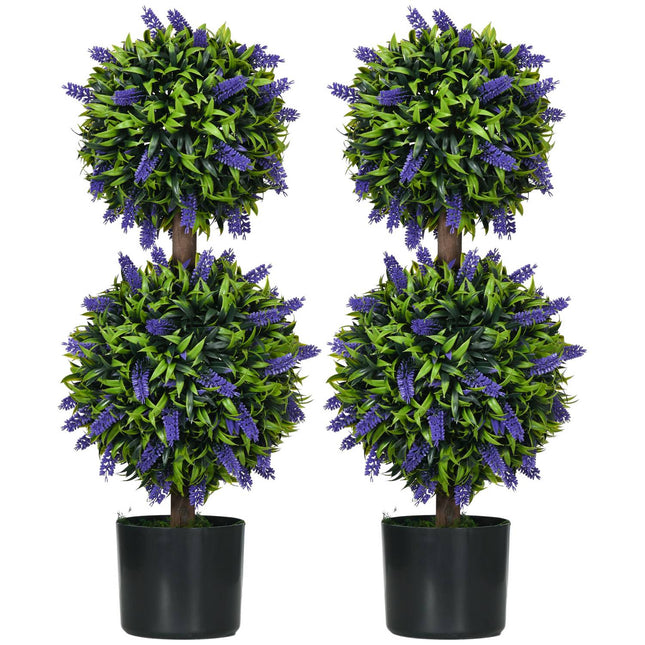 Umělé rostliny, sada 2 ks – odolné proti UV, 70cm, s levandulí