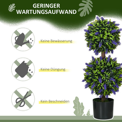Artificial Plants Set of 2 - UV Resistant, 70cm with Lavender