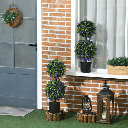 Artificial Plants Set of 2 - UV Resistant, 70cm with Lavender