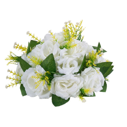 Artificial Rose Flower Balls, 10-Pack, 240mm, White