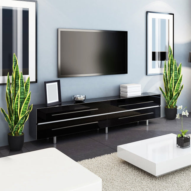Umělá sansevieria v pevném květináči, umělá agáve do domácnosti i kanceláře, 90 cm, žlutá