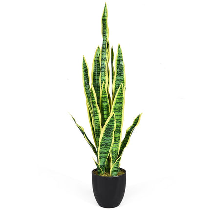Umělá sansevieria v pevném květináči, umělá agáve do domácnosti i kanceláře, 90 cm, žlutá