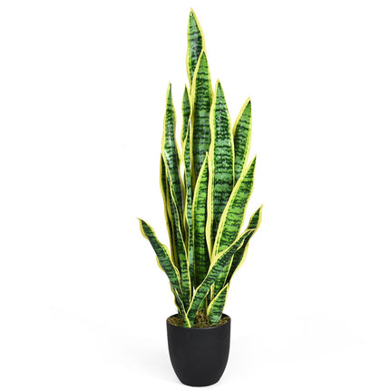 Umělá sansevieria v pevném květináči, umělá agáve do domácnosti i kanceláře, 90 cm, žlutá