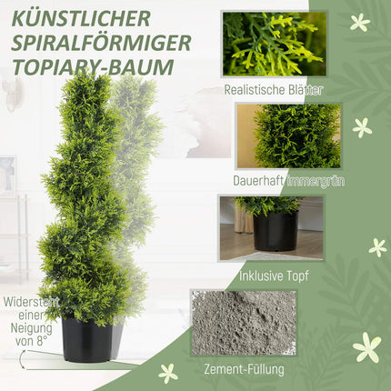 Umělý spirálově tvarovaný stromek, 90cm, odolný proti UV