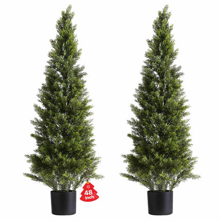 Artificial Topiary Cedar Trees, Set of 2, 48-Inch