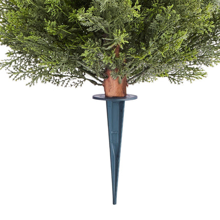 Artificial Topiary Cypress Trees, Set of 2, 16-Inch, Ground Spikes