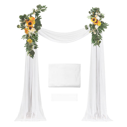 Artificial Wedding Arch Flowers With 21 Ft Drape, 3-Piece