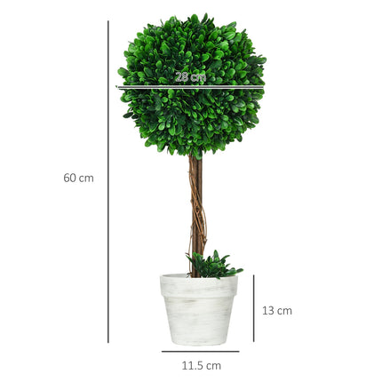 Umělé buxusy, odolné proti UV, 60 cm, sada 2 ks