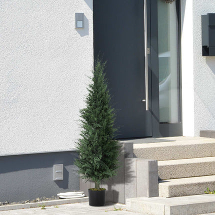 Umělý cypřiš, 638 plastových listů, s květináčem, odolný proti UV, zelený