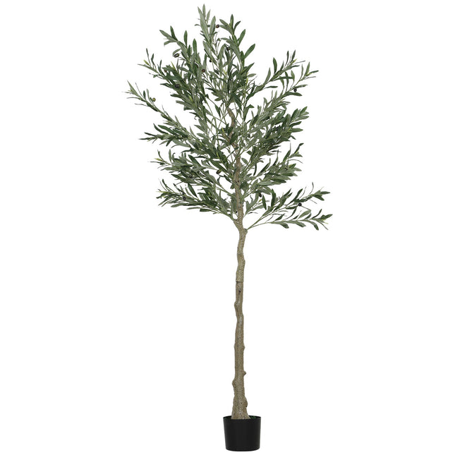 Umělý olivovník, 180 cm, 900 listů, 40 oliv, pevný květináč, dekorativní rostlina, zelená