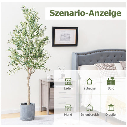 Umělý olivovník s 1296 listy a 72 plody, 182 cm