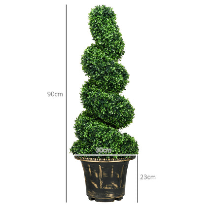 Sada umělých buxusů, odolné proti UV, 90 cm