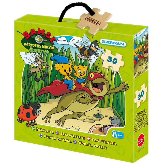 Dřevěné puzzle z jasanu, 30 dílků, Bamse a nejmenší dobrodružství na světě