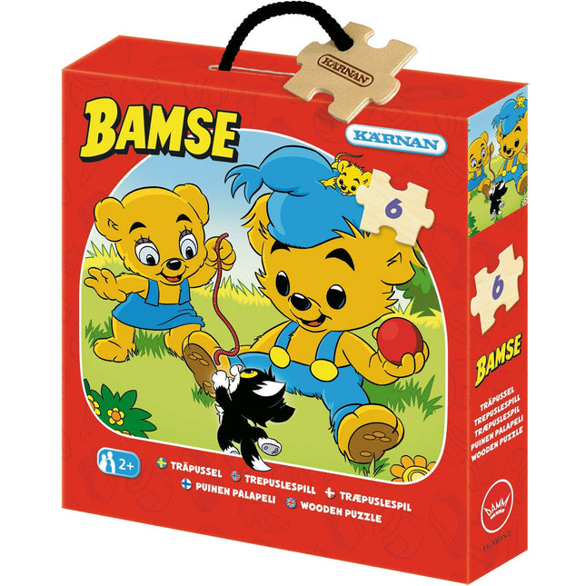 Dřevěné puzzle z jasanu, medvídek, 6 dílků