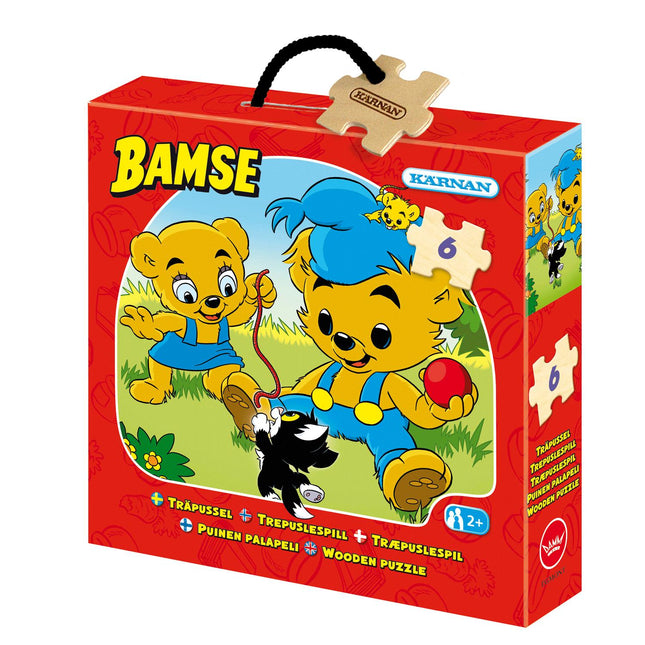 Dřevěné puzzle z jasanu, medvídek, 6 dílků