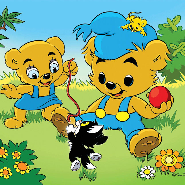 Dřevěné puzzle z jasanu, medvídek, 6 dílků