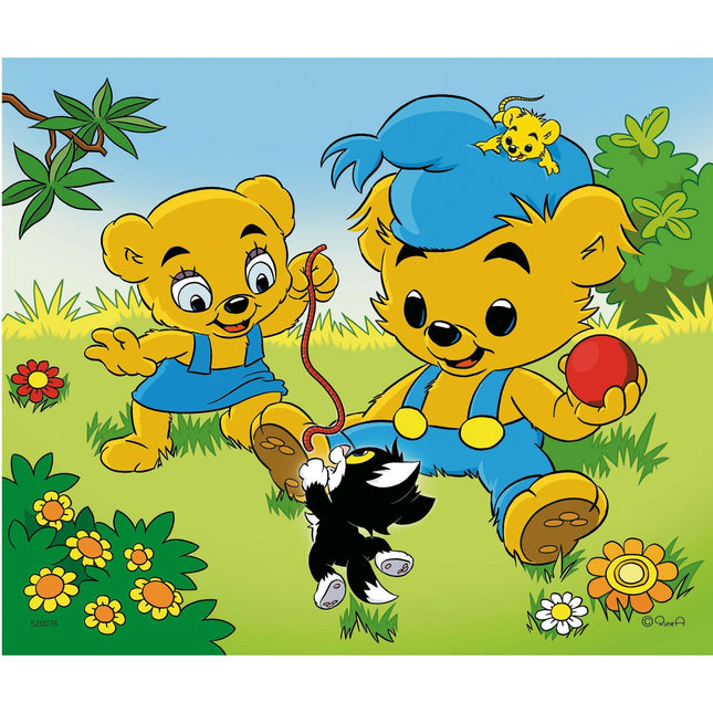 Dřevěné puzzle z jasanu, medvídek, 6 dílků