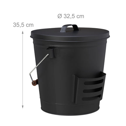 Popelník s víkem a lopatkou