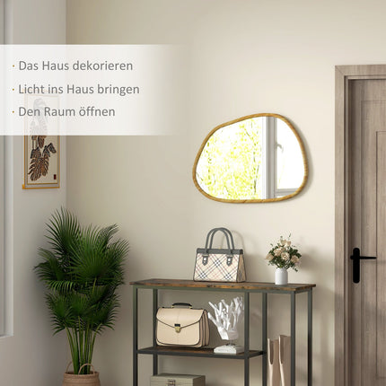 Asymmetric wall mirror, 70x50cm wooden frame, antioxidant