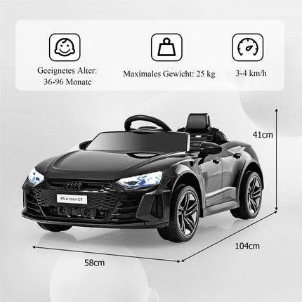 Dětské elektrické auto Audi RS s 2.4 G dálkovým ovládáním, hudbou a světlomety, černé
