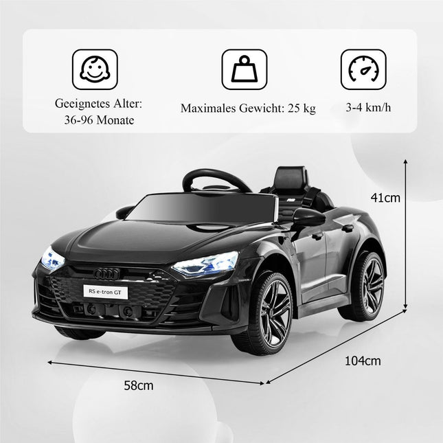 Dětské elektrické auto Audi RS s 2.4 G dálkovým ovládáním, hudbou a světlomety, černé