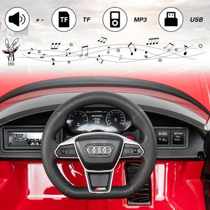 Dětské elektrické auto Audi RS s 2.4 G dálkovým ovládáním, hudbou a světlomety, červené