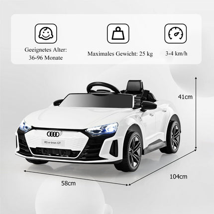 Dětské elektrické auto Audi RS s 2.4 G dálkovým ovládáním, hudbou a světlomety, bílé