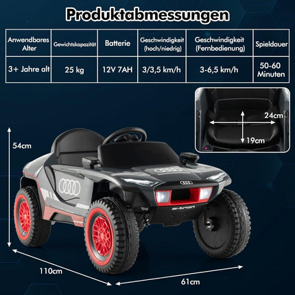 Audi electric car for children 12V electric children's car with remote control & LED lights & 4 suspensions gray