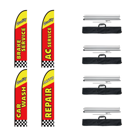 Auto Repair Feather Flag Kit, 16.3 Ft 4-Pack