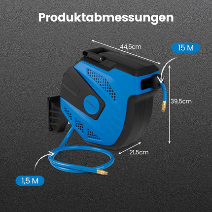 Automatický naviják vzduchové hadice, 15m + 1.5m, sada pro montáž na zeď