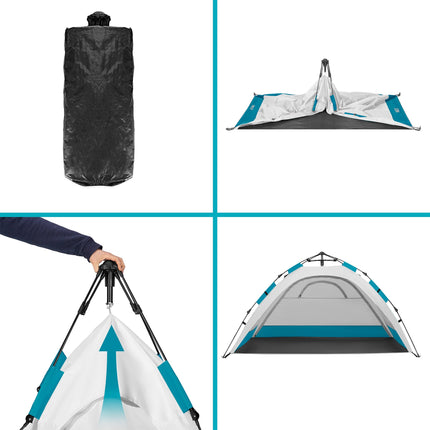 Automatic Beach Tent With UV Protection, 2-Entrance, Gray