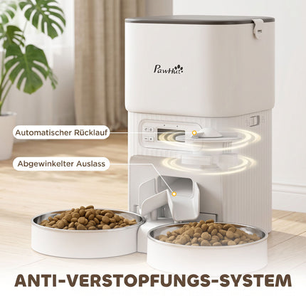 Automatické krmítko pro kočky, 4L s časovačem, 2 nerezové misky