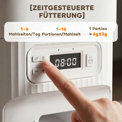 Automatické krmítko pro kočky, 4L s časovačem, 2 nerezové misky